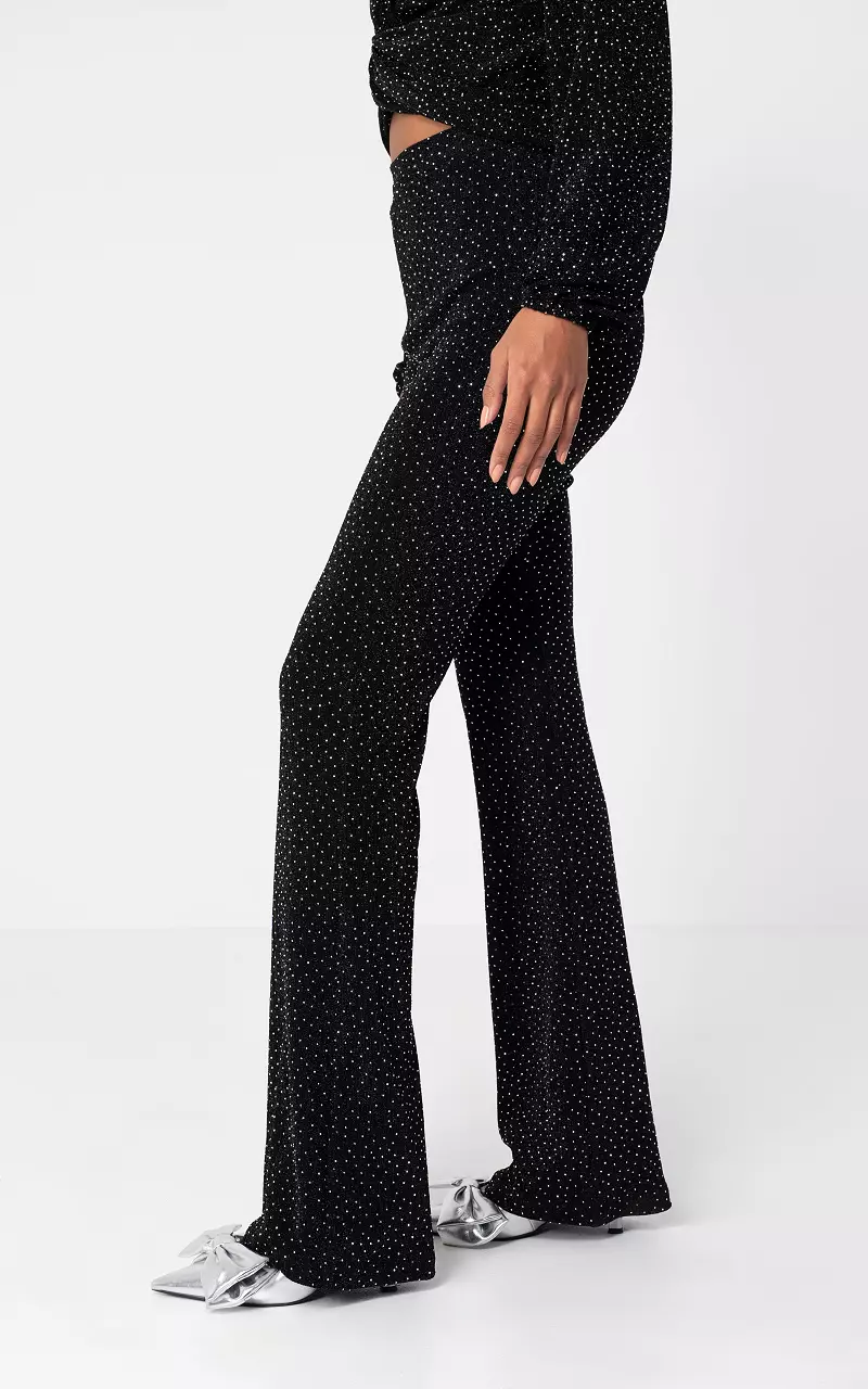 Glitzerhose mit ausgestelltem Bein Schwarz Silber