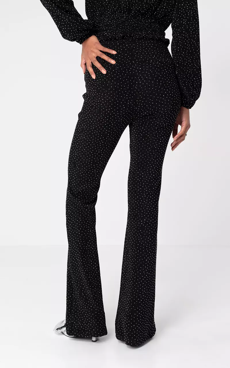 Glitzerhose mit ausgestelltem Bein Schwarz Silber