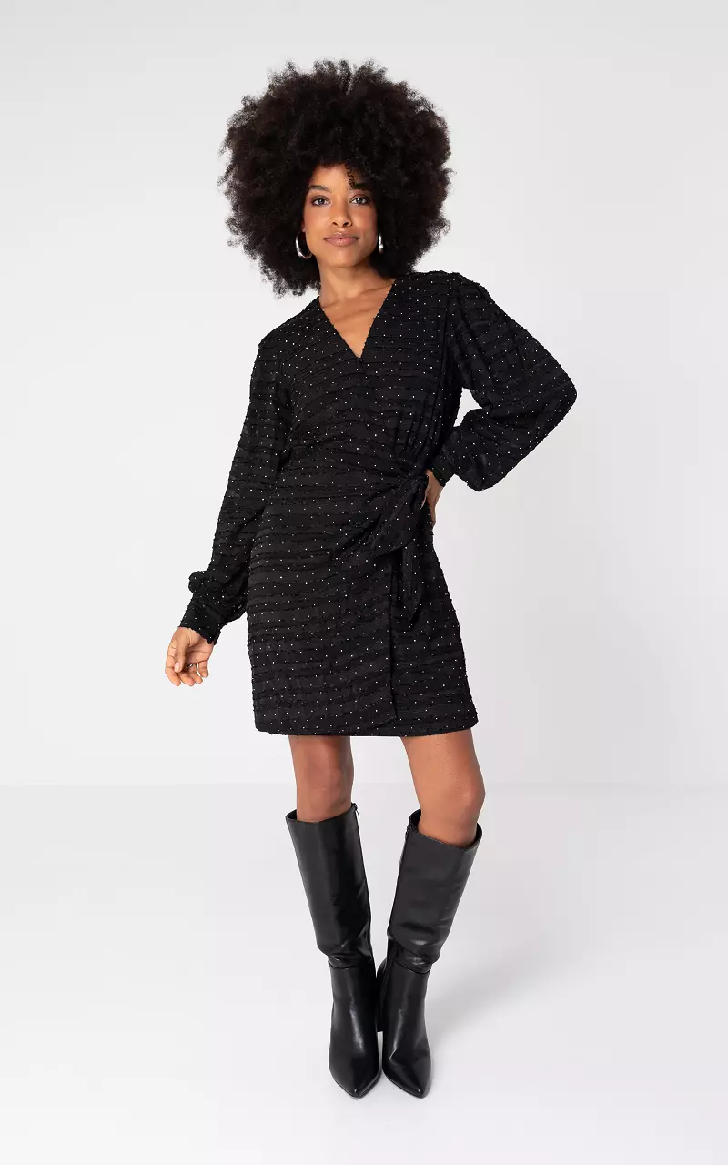 Kleid mit silberfarbenen Steinchen Schwarz