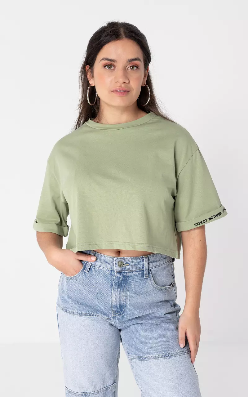 Shirt basic cropped Vert Clair