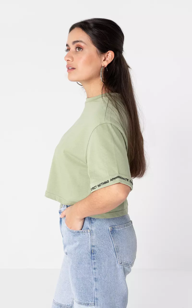 Shirt basic cropped Vert Clair