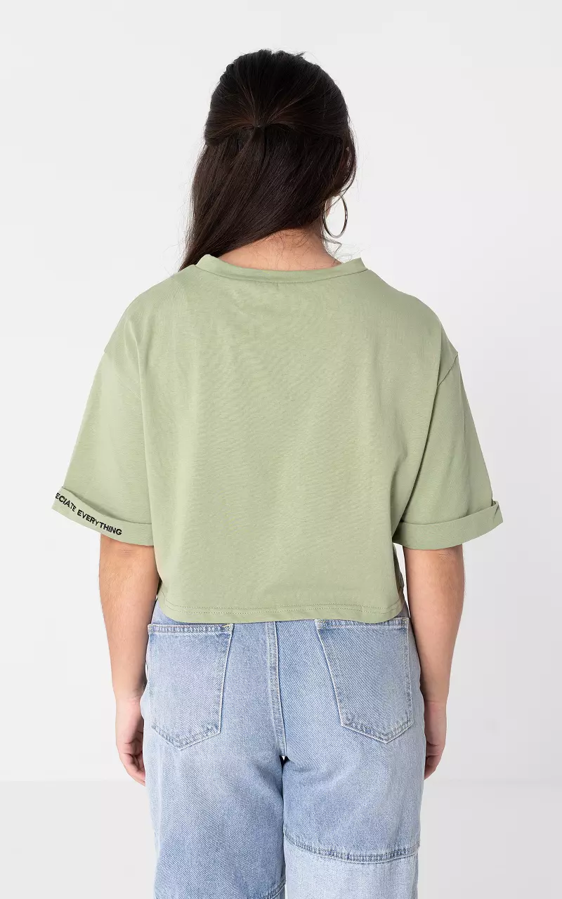Shirt basic cropped Vert Clair