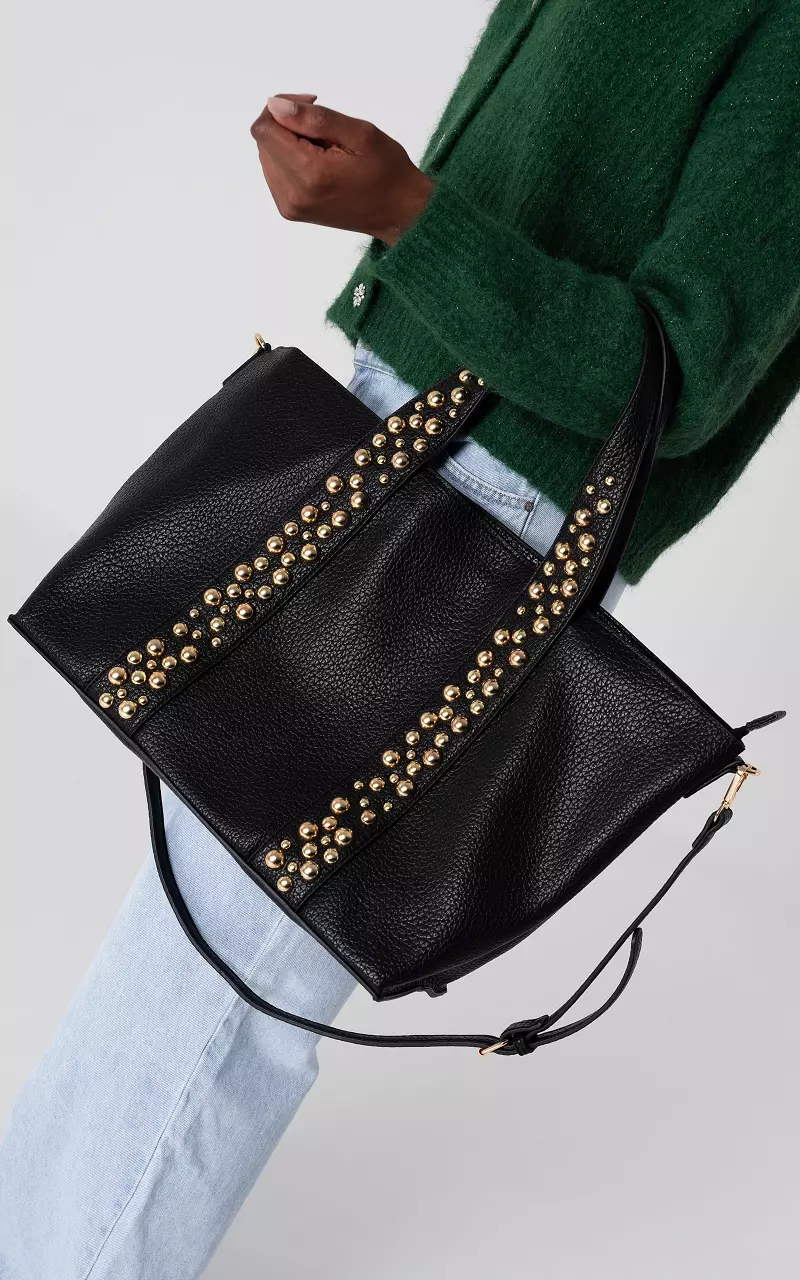 Bag with gold-coloured studs Black