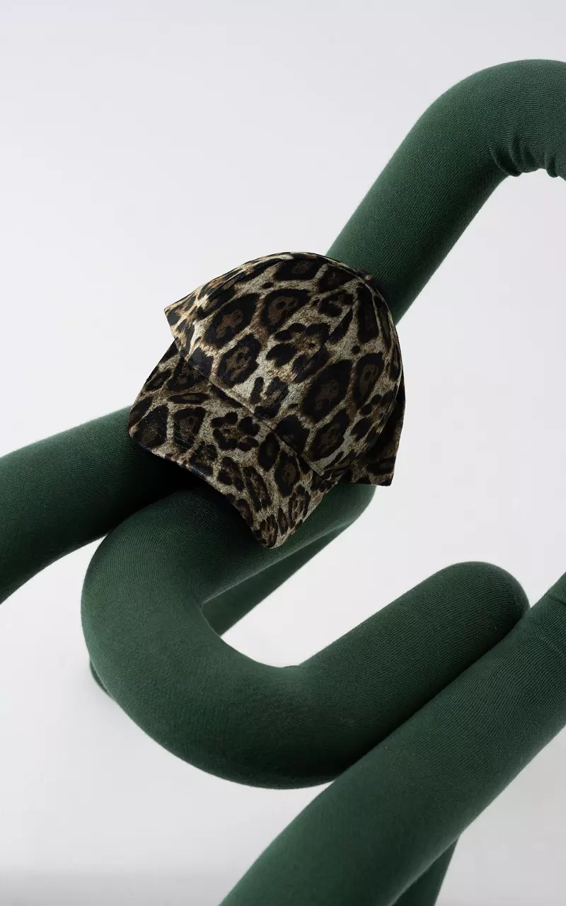 Samt Cap mit Leo-Muster Leopard