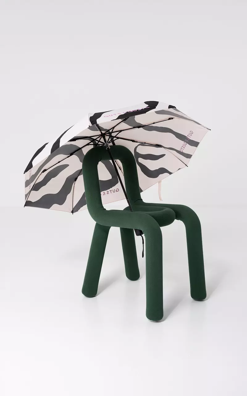 Extendable umbrella with zebra print Cream Black