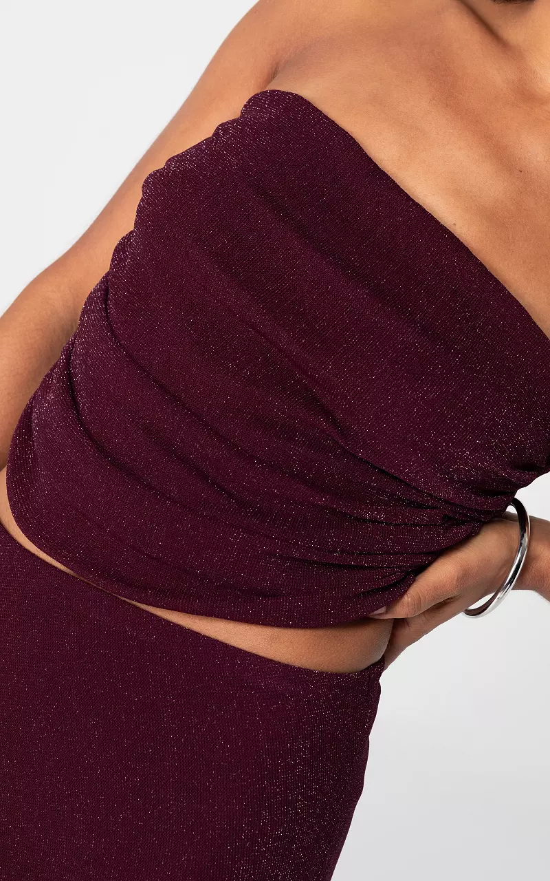 Bandeau top with glitter Bordeaux