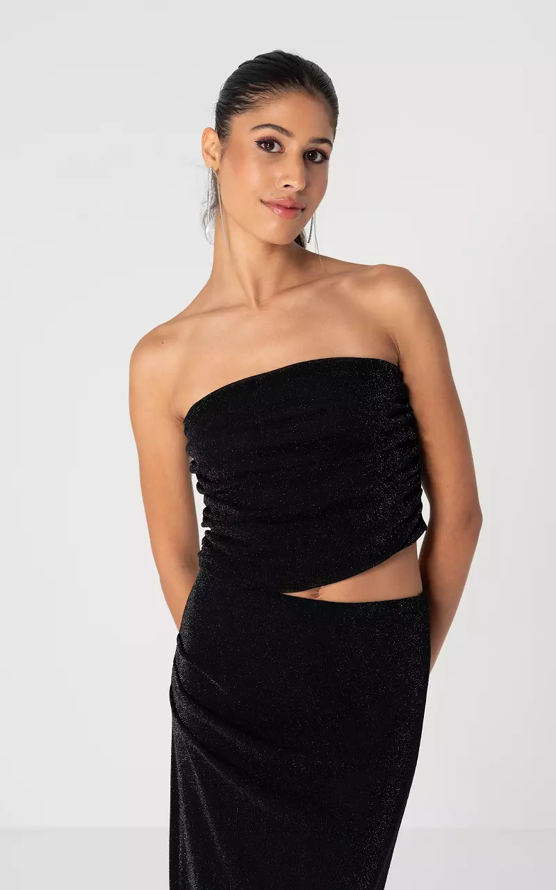 Bandeau top with glitter Black