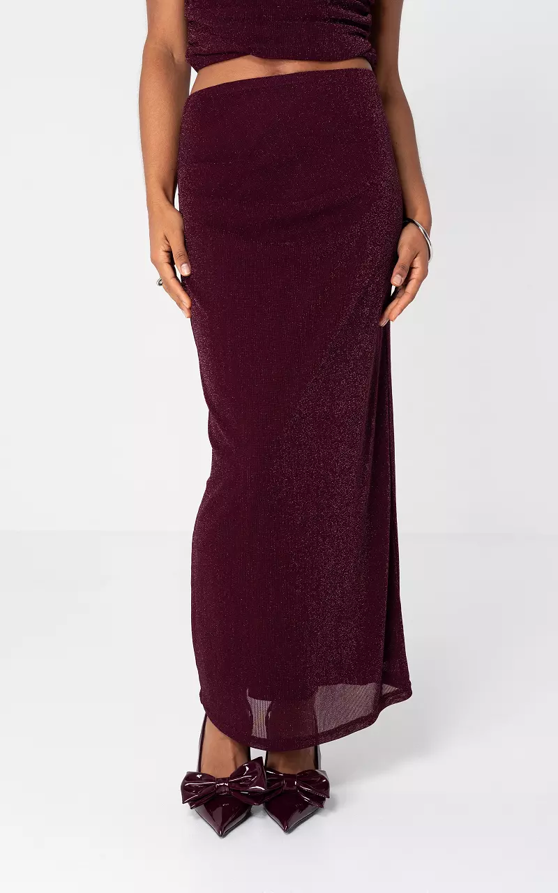 Maxirock mit Glitzer Bordeaux