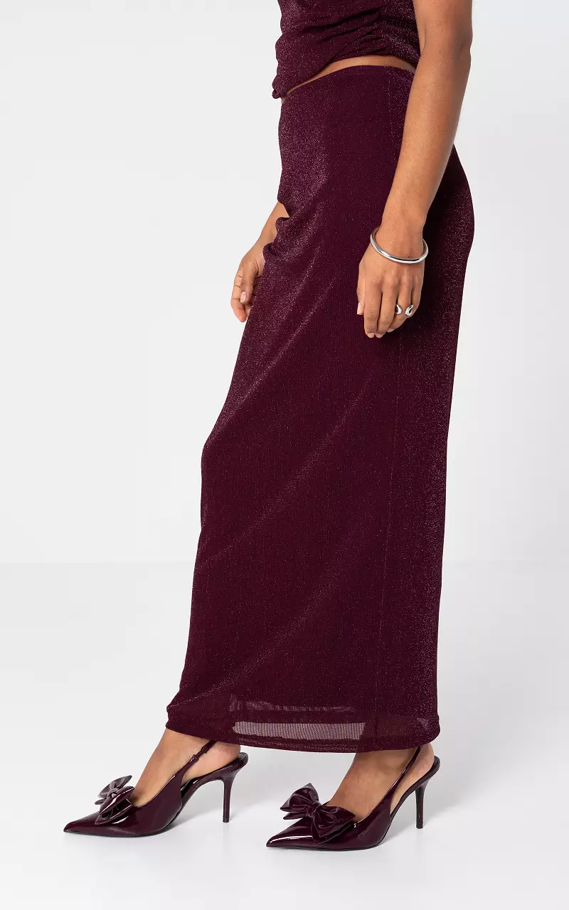 Maxirock mit Glitzer Bordeaux