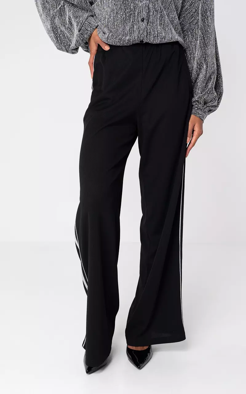 Black trousers with glitter stripe online