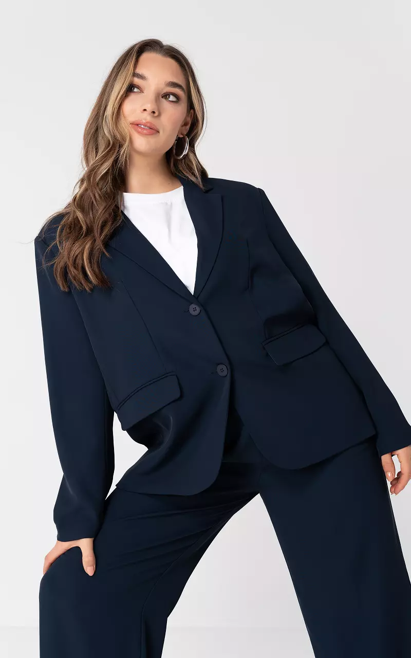 Oversized blazer met steekzakken Donkerblauw