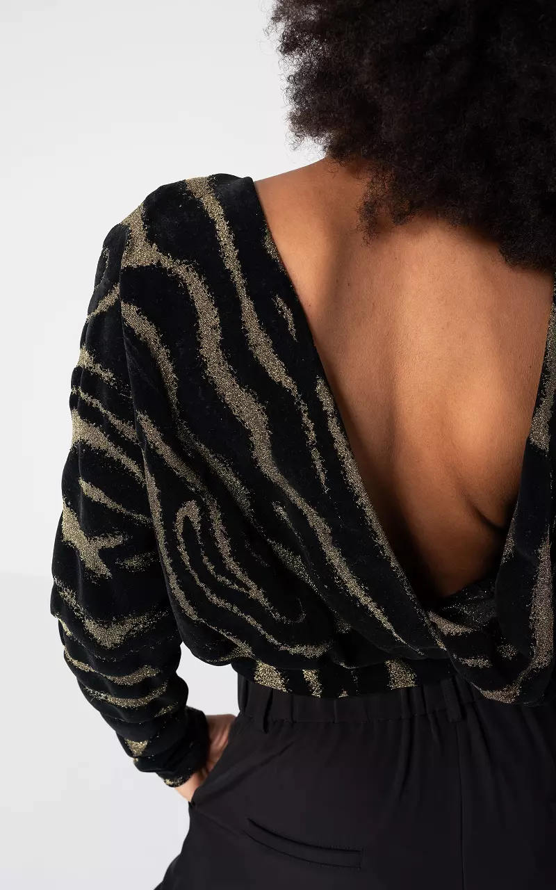 Top met open achterkant Zwart Goud