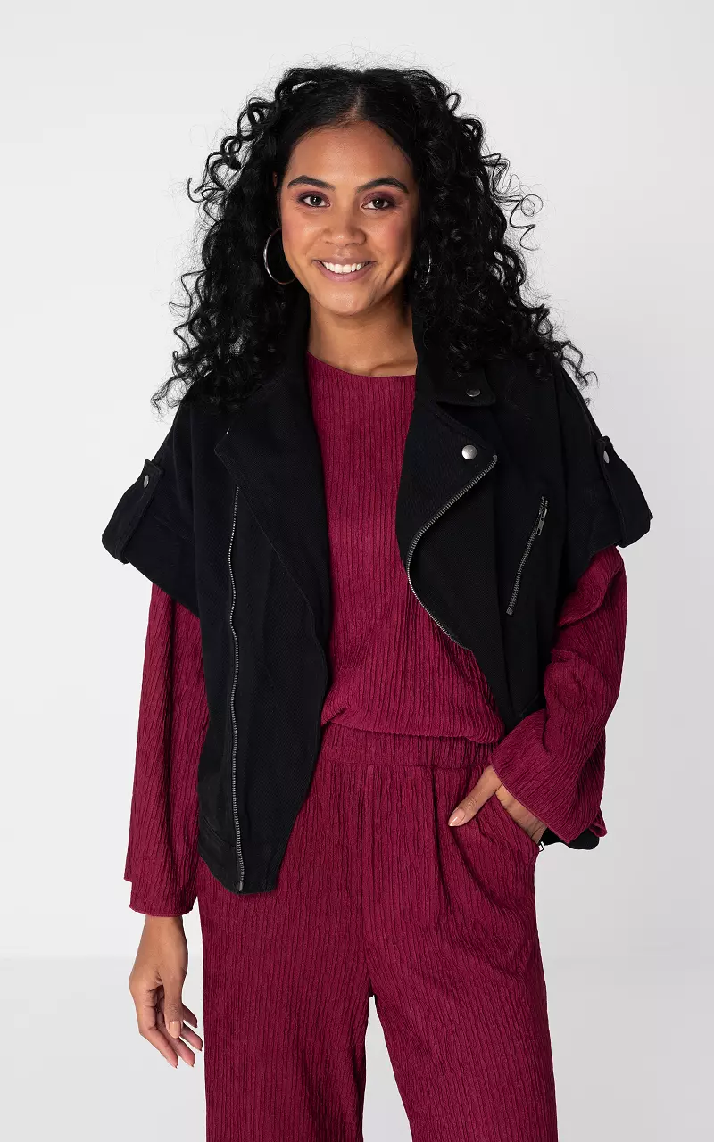 Gilet met korte mouwen en ritssluiting Zwart