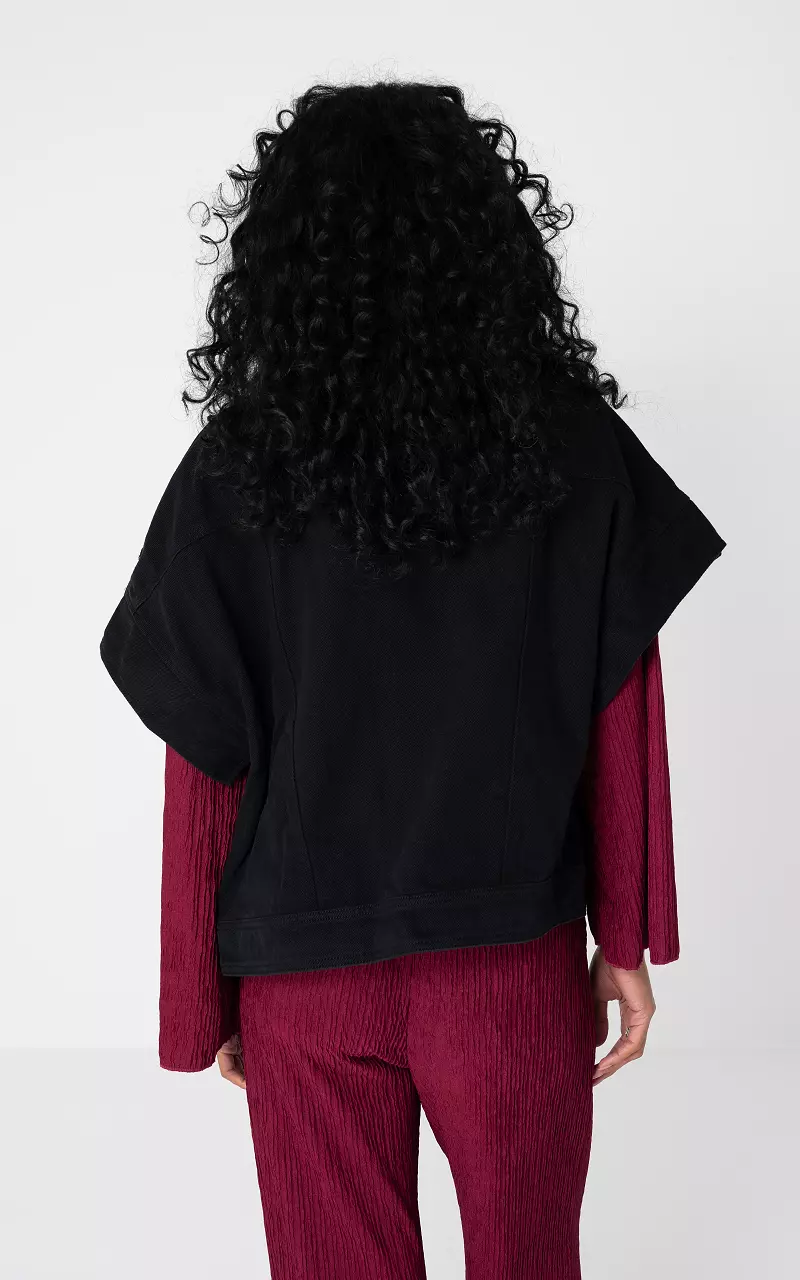 Gilet met korte mouwen en ritssluiting Zwart