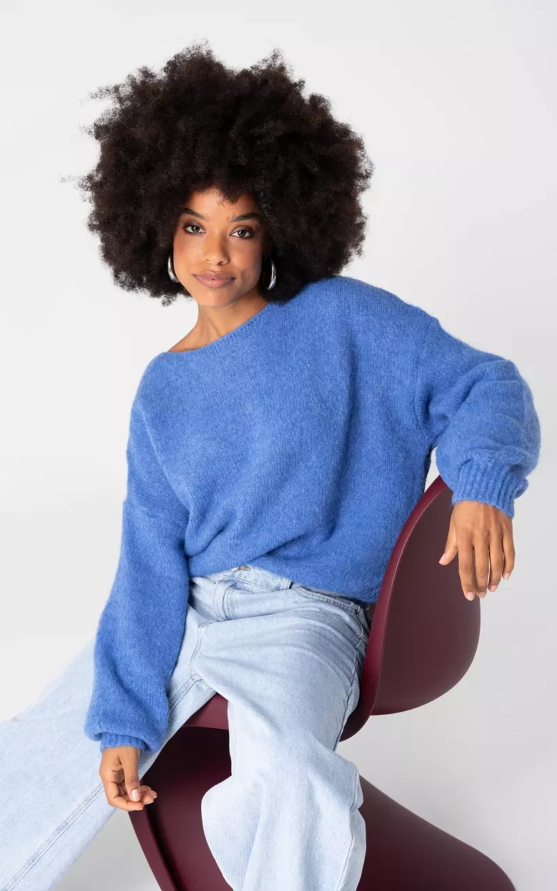 Sweater with round neck Blue