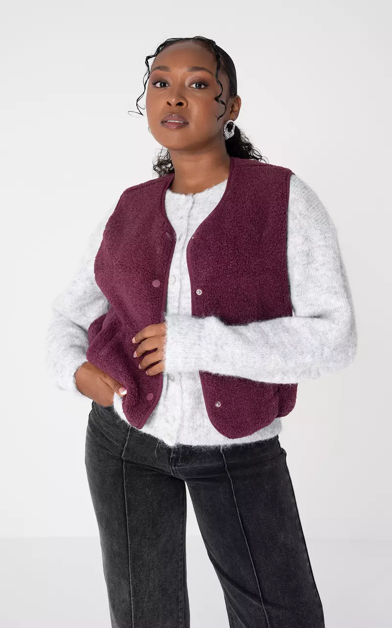 Teddy gilet with side pockets Bordeaux