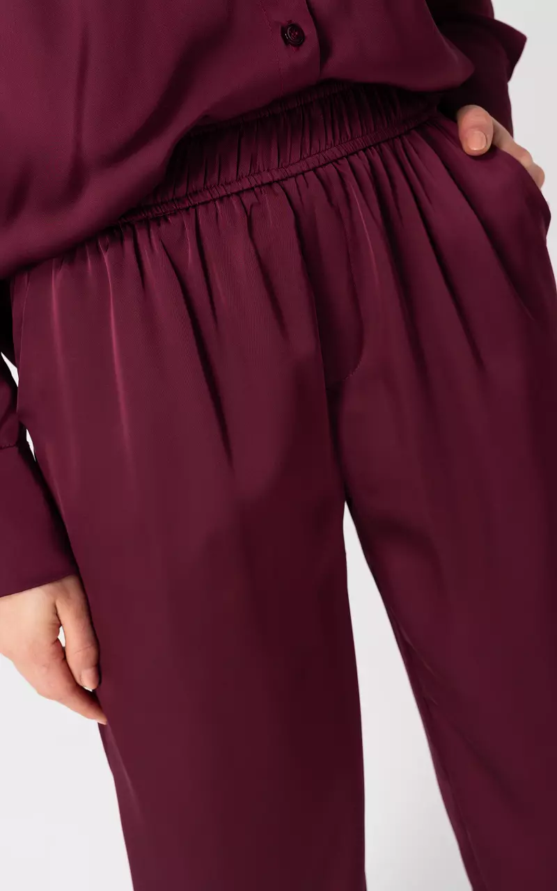 Satin look trousers with side pockets Bordeaux
