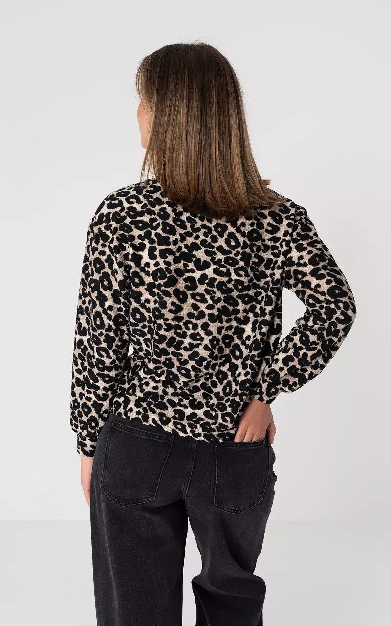 Leopard top met ronde hals Leopard
