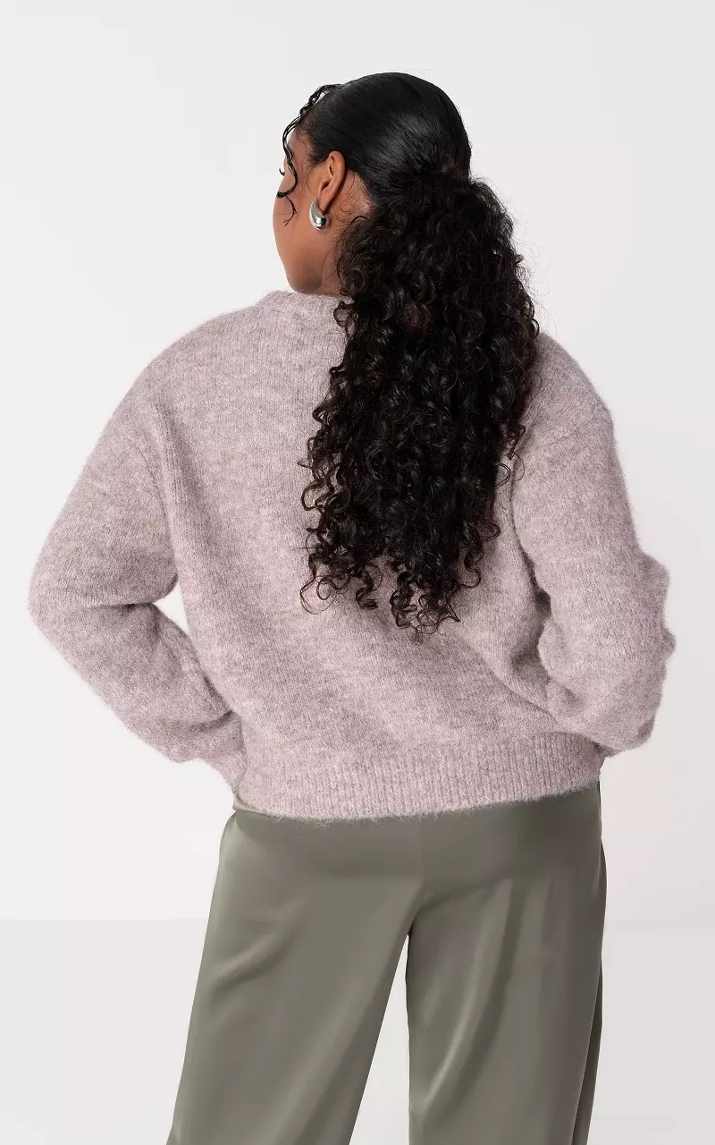 Strickjacke mit perlmuttfarbenen Knöpfen Taupe