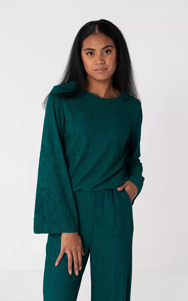 Long sleeve round neck top Petrol