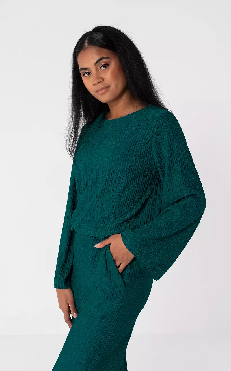 Long sleeve round neck top Petrol