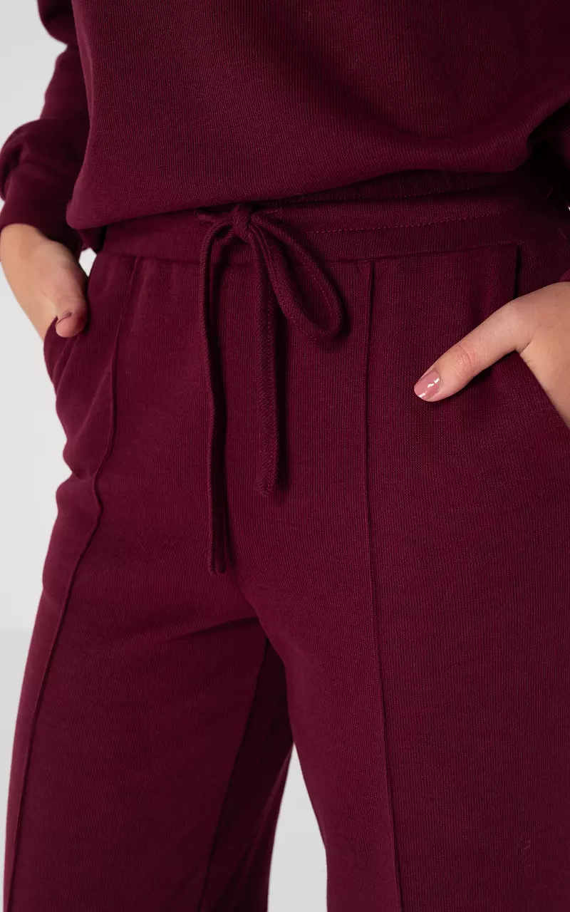 Broek met strikdetail en steekzakken Bordeaux