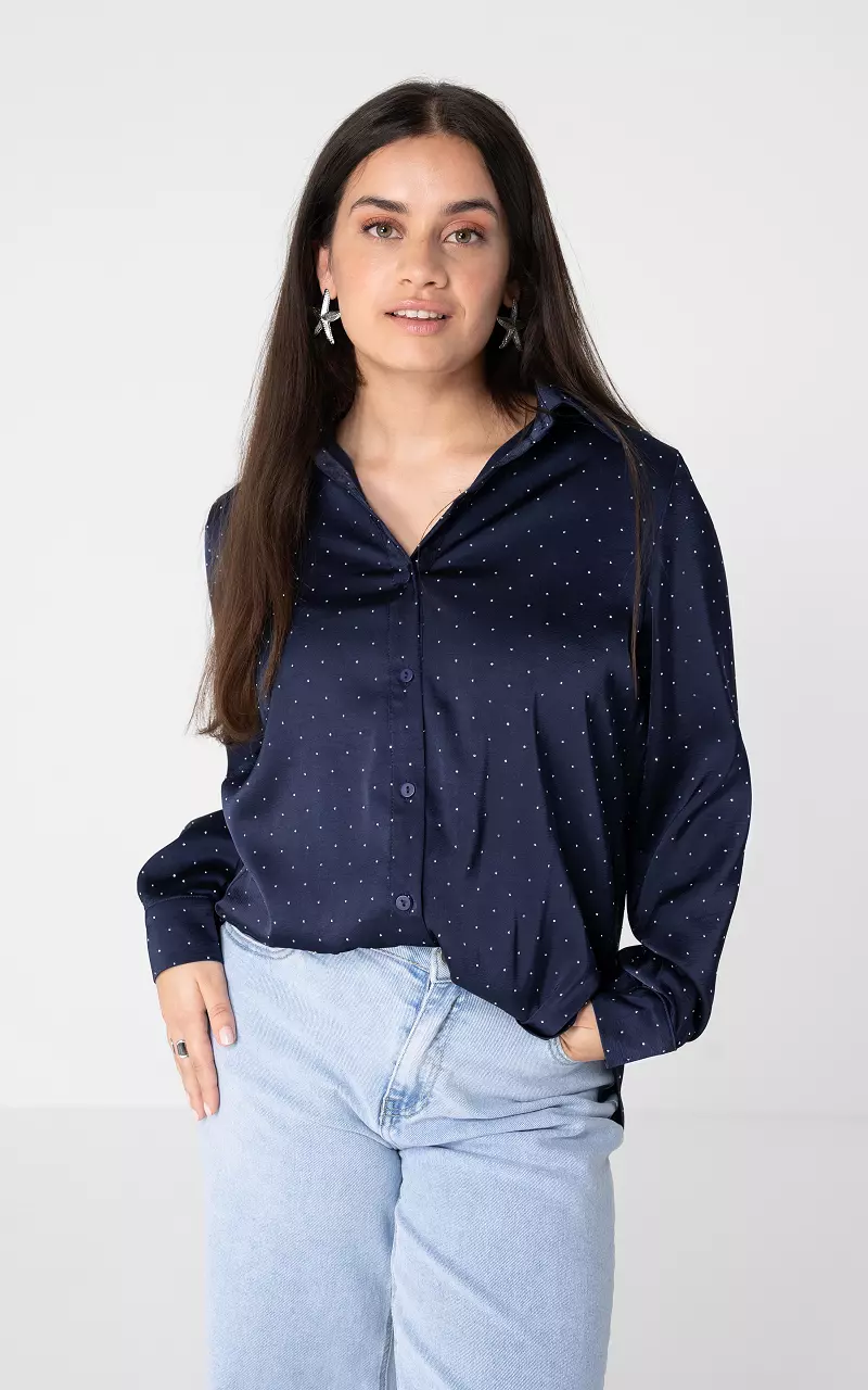 Blouse with silver-coloured stones Dark Blue