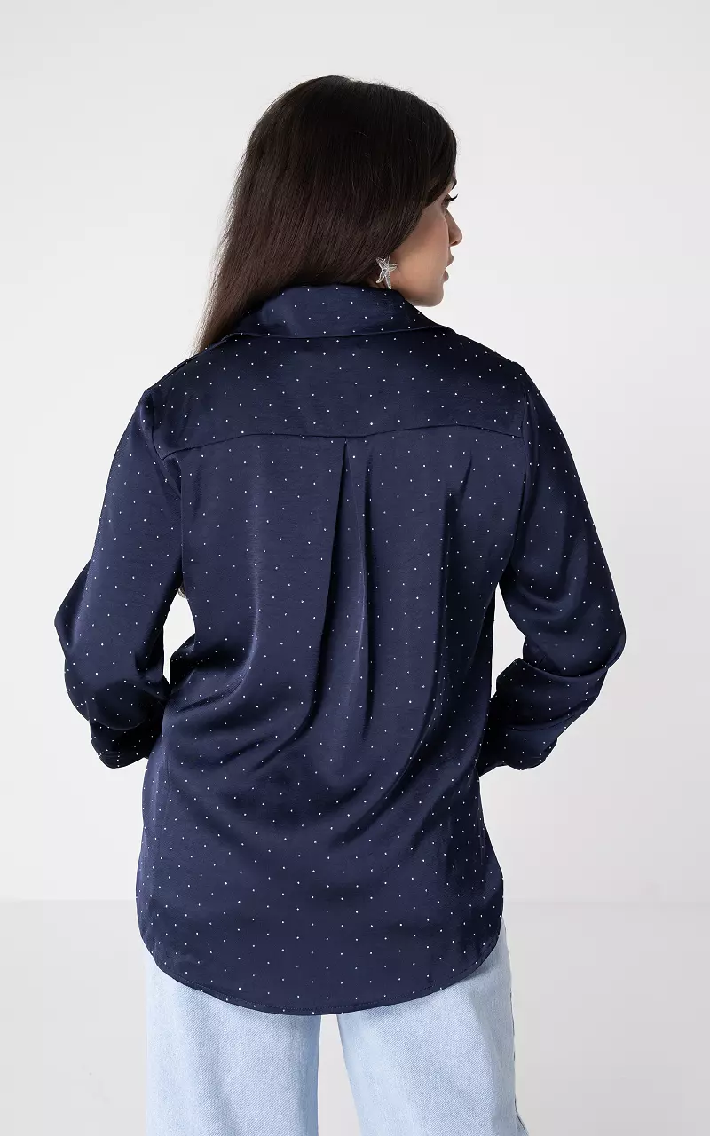 Blouse with silver-coloured stones Dark Blue