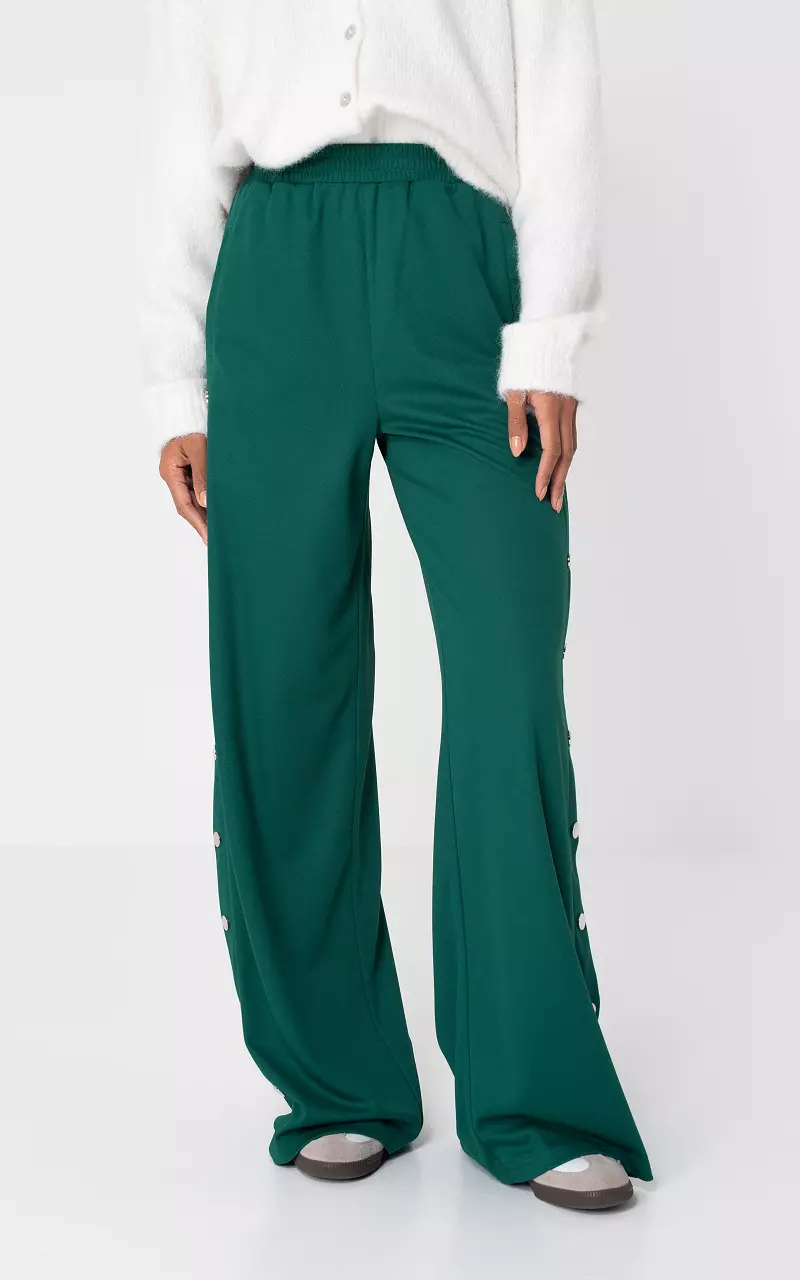 Trousers with silver-coloured decorative buttons  Green Silver