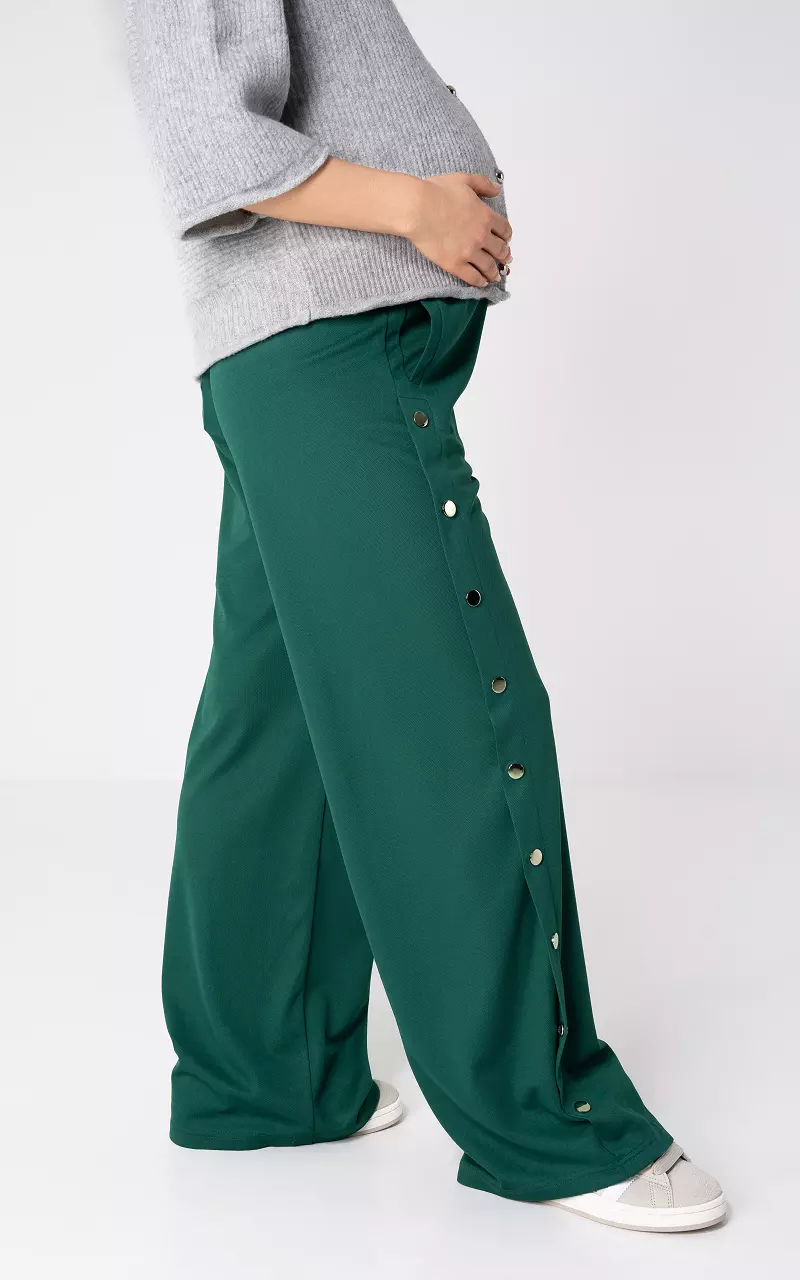 Trousers with silver-coloured decorative buttons  Green Silver