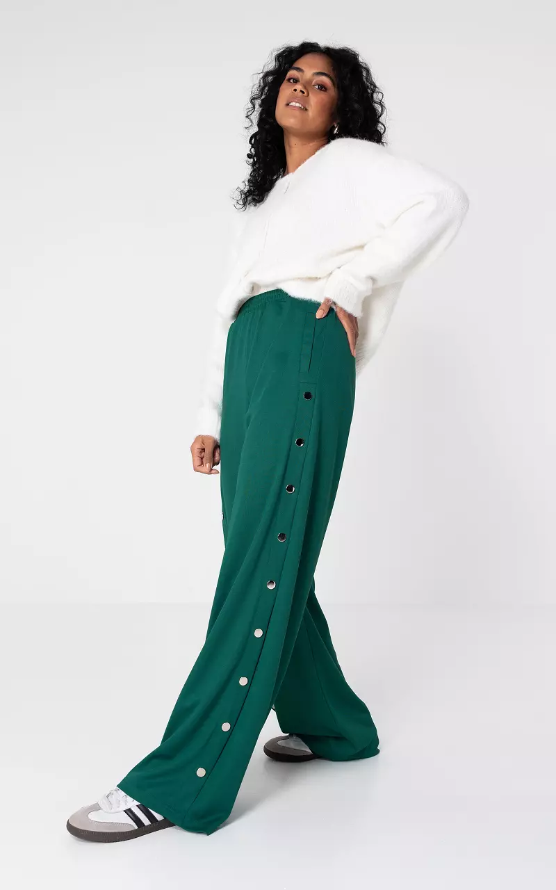 Trousers with silver-coloured decorative buttons  Green Silver