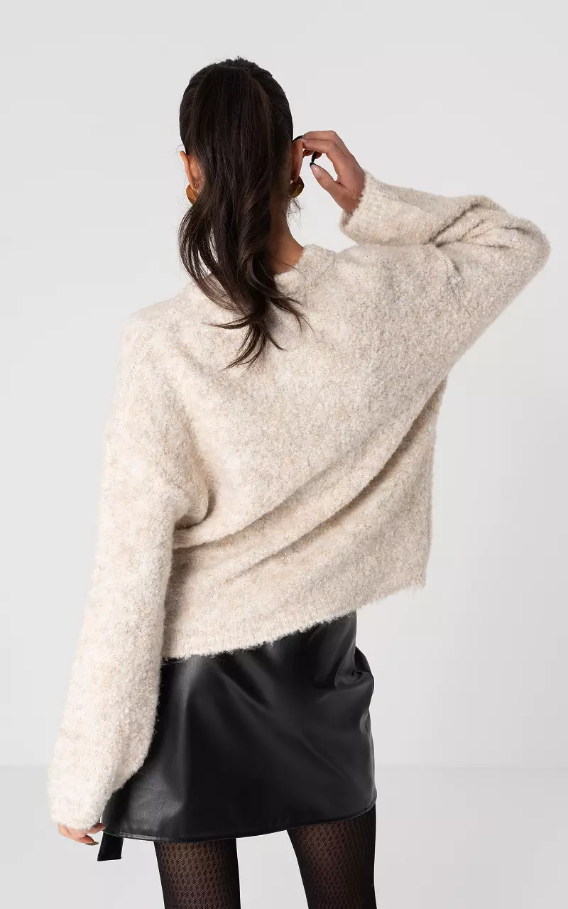 Cardigan with buttons and v-neck Beige