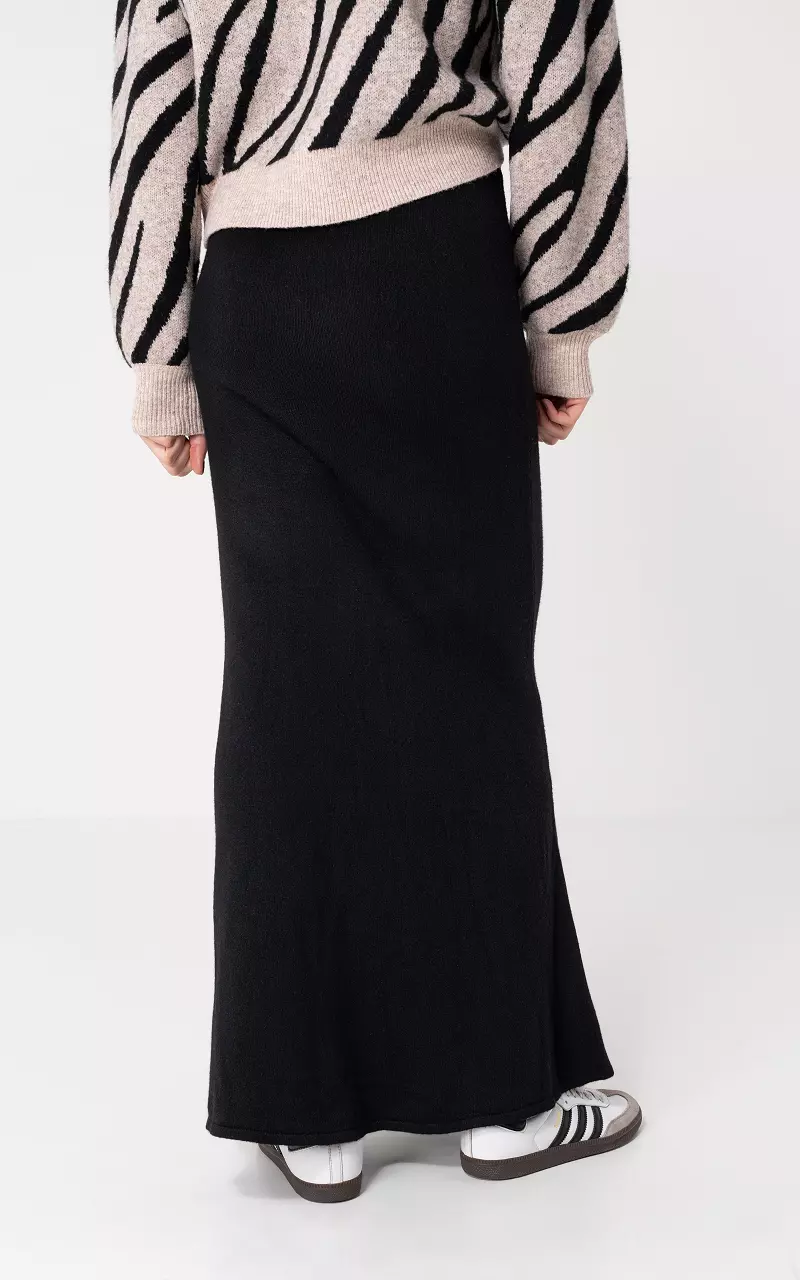 Ausgestellter Maxirock aus weichem Stoff Schwarz