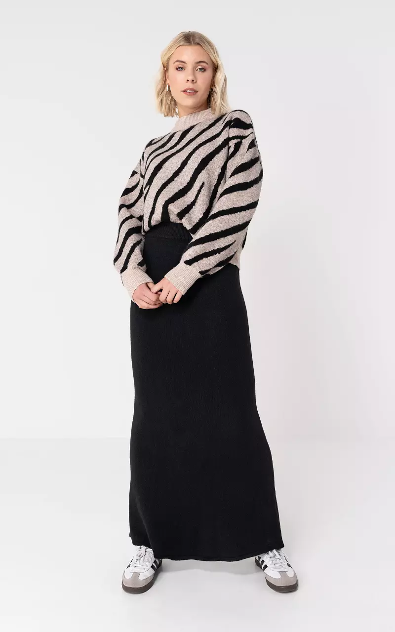 Flared maxi skirt in soft fabric Black