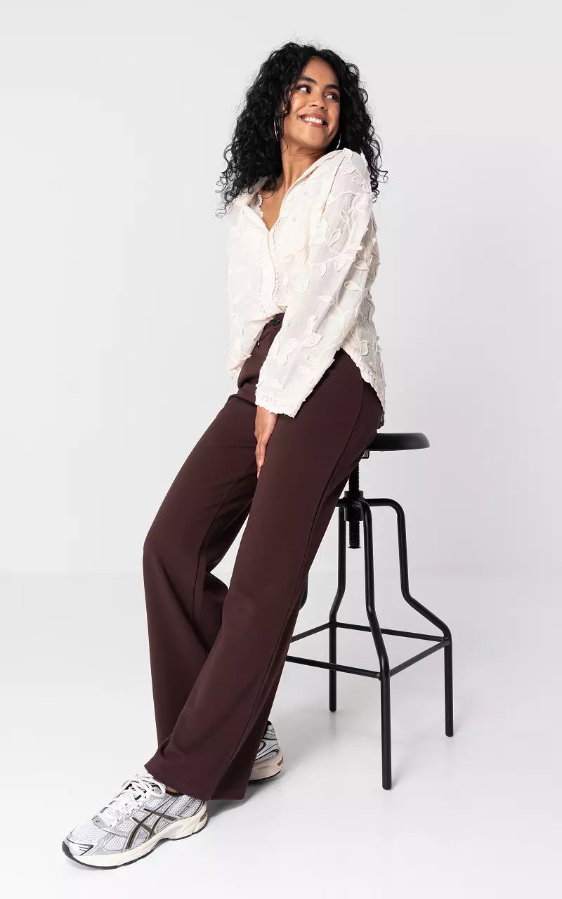 Basic wide leg trousers Dark Brown