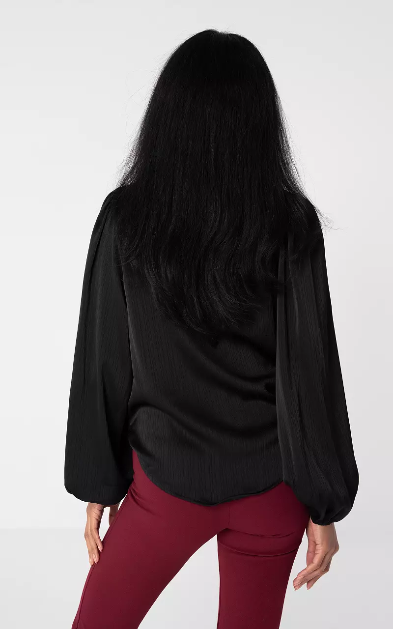 Satin look blouse with buttons Black