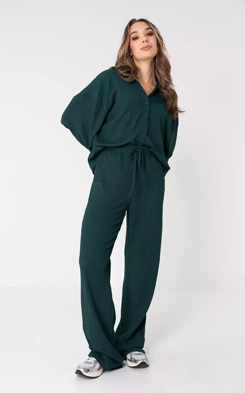 Wide leg trousers with tie Dark Green