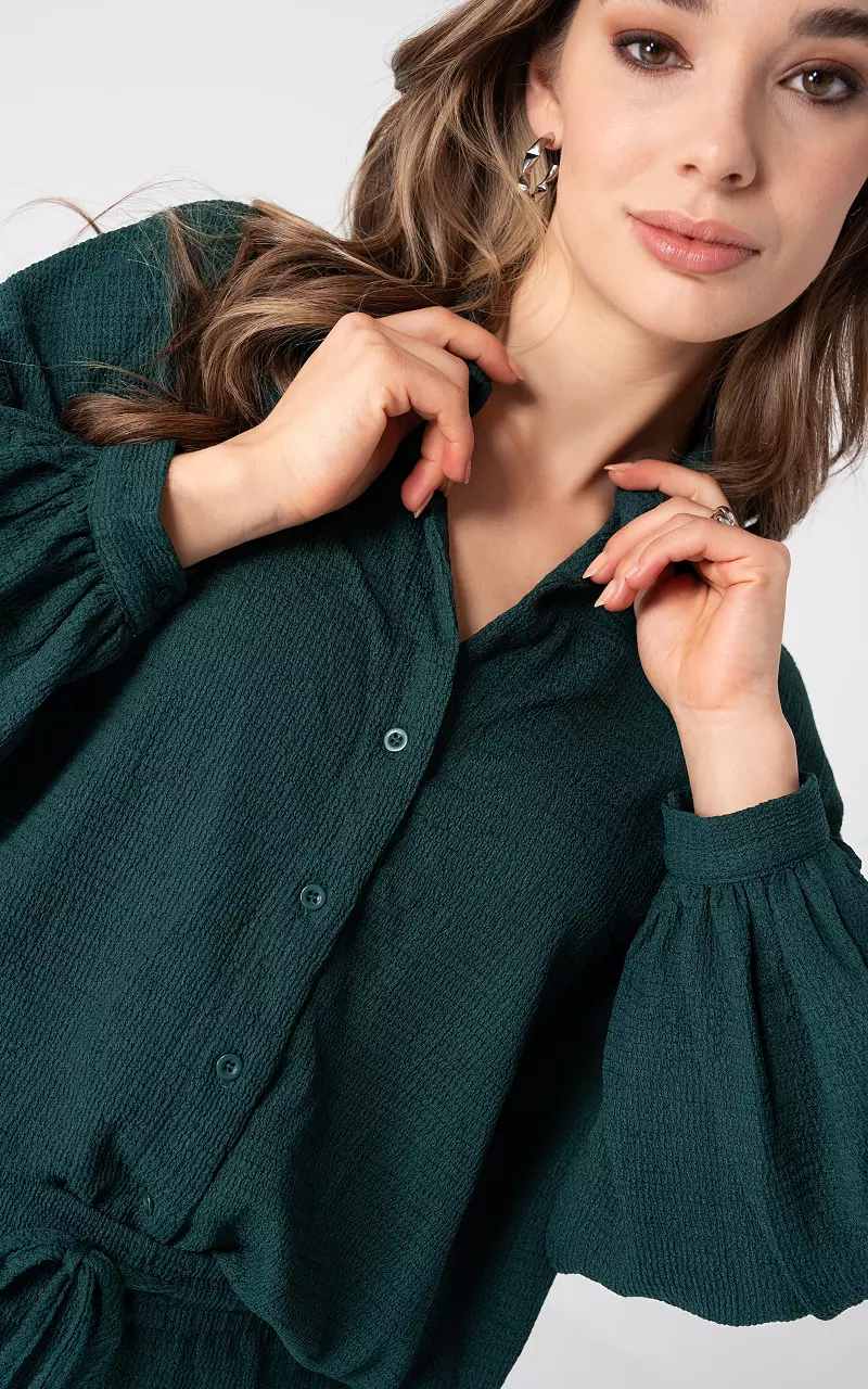 Oversized blouse with buttons Dark Green