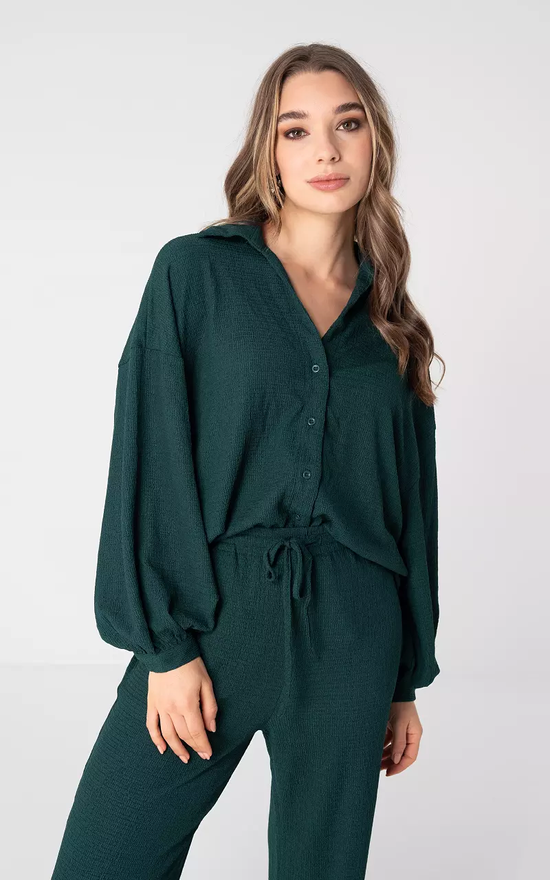 Oversized blouse with buttons Dark Green