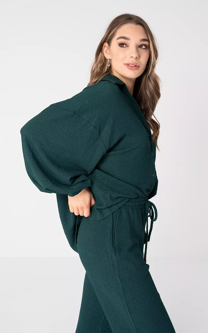 Oversized blouse with buttons Dark Green
