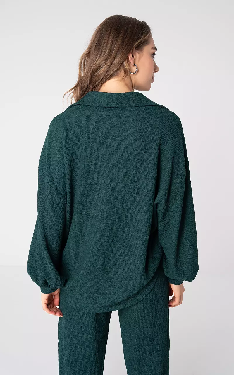 Oversized blouse with buttons Dark Green