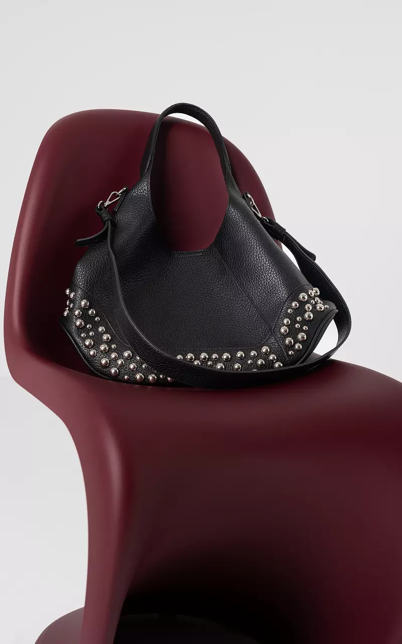 Tas met studs Zwart Zilver