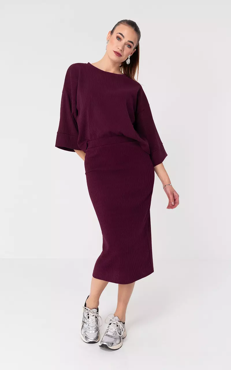 Corduroy skirt with elastic band Bordeaux