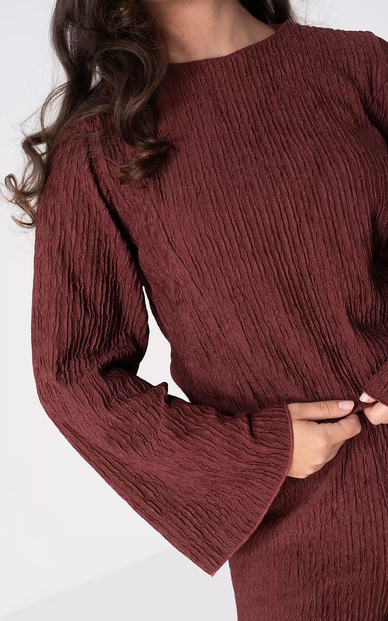 Long sleeve round neck top Bordeaux