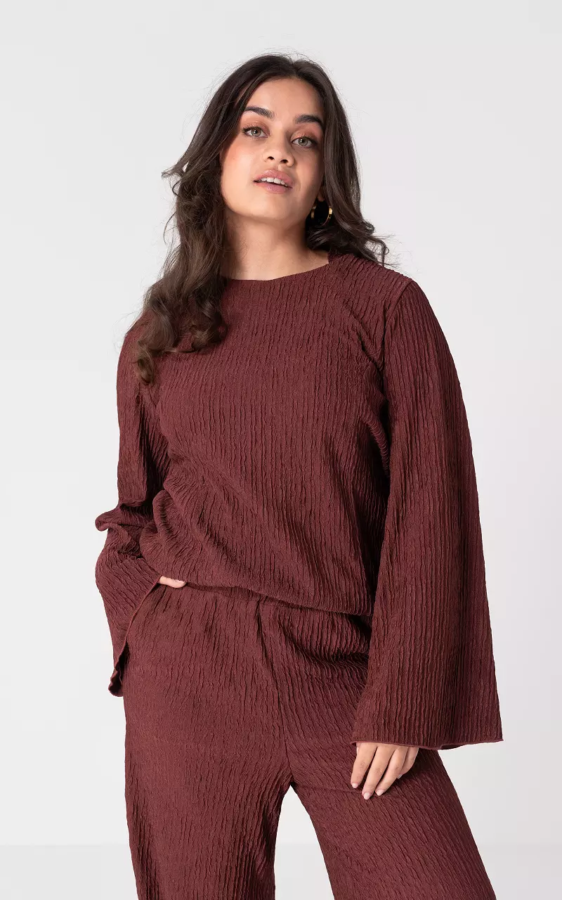 Long sleeve round neck top Bordeaux