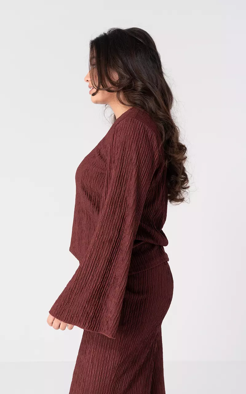 Long sleeve round neck top Bordeaux
