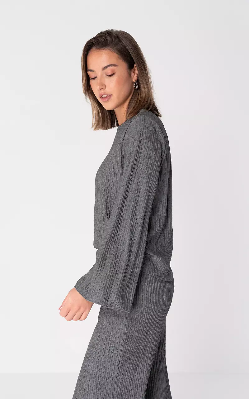 Long sleeve round neck top Grey