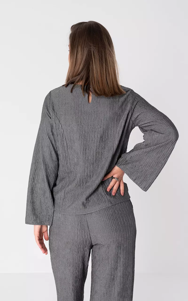 Long sleeve round neck top Grey