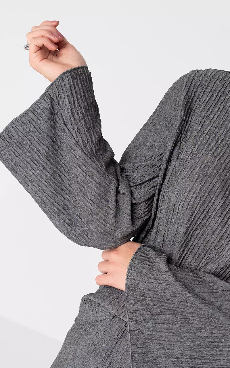 Long sleeve round neck top Grey