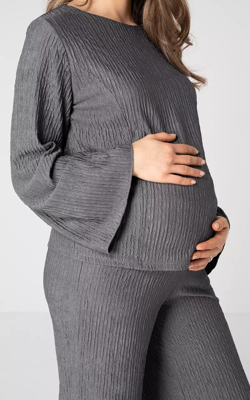 Long sleeve round neck top Grey